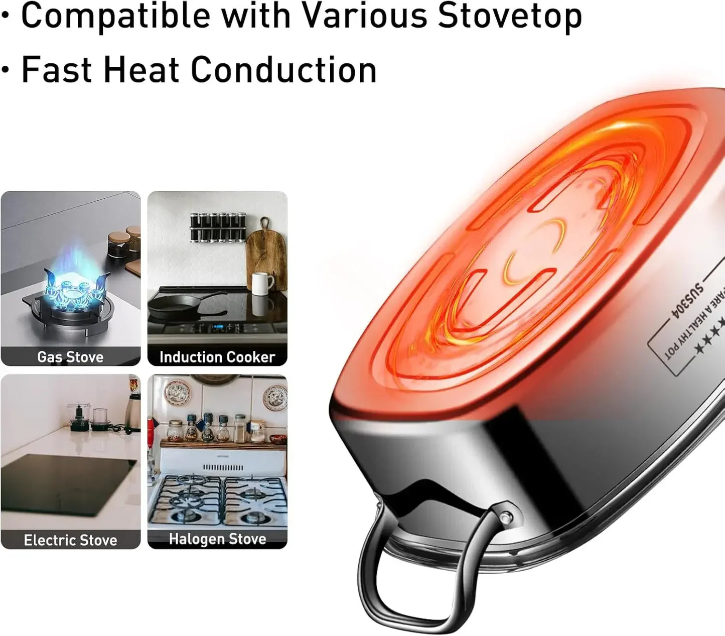 Two Tier Stainless Steel Fish Steamer Stockpot Cookware With Rack