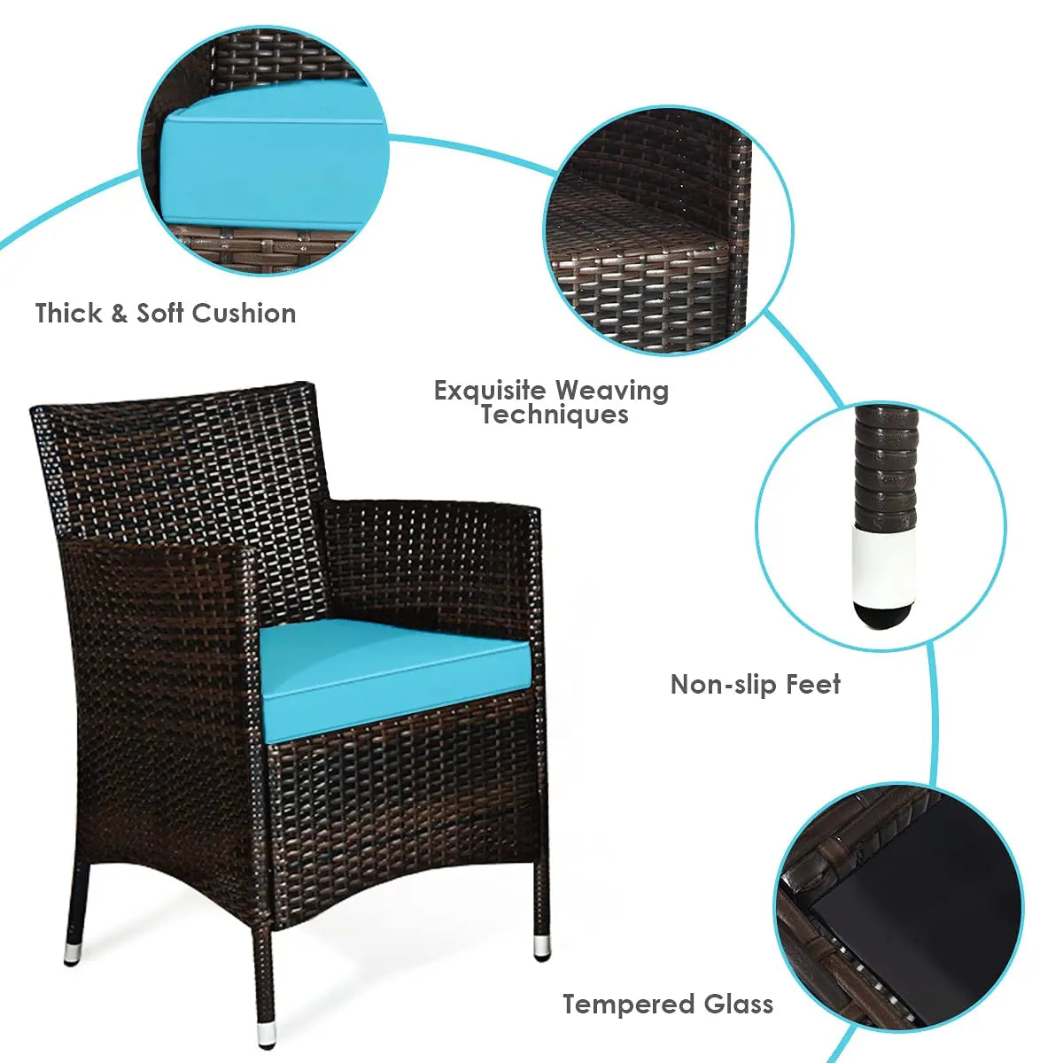 XIAOLANG 4 Piece Rattan Patio Set Outdoor Wicker Conversation Set