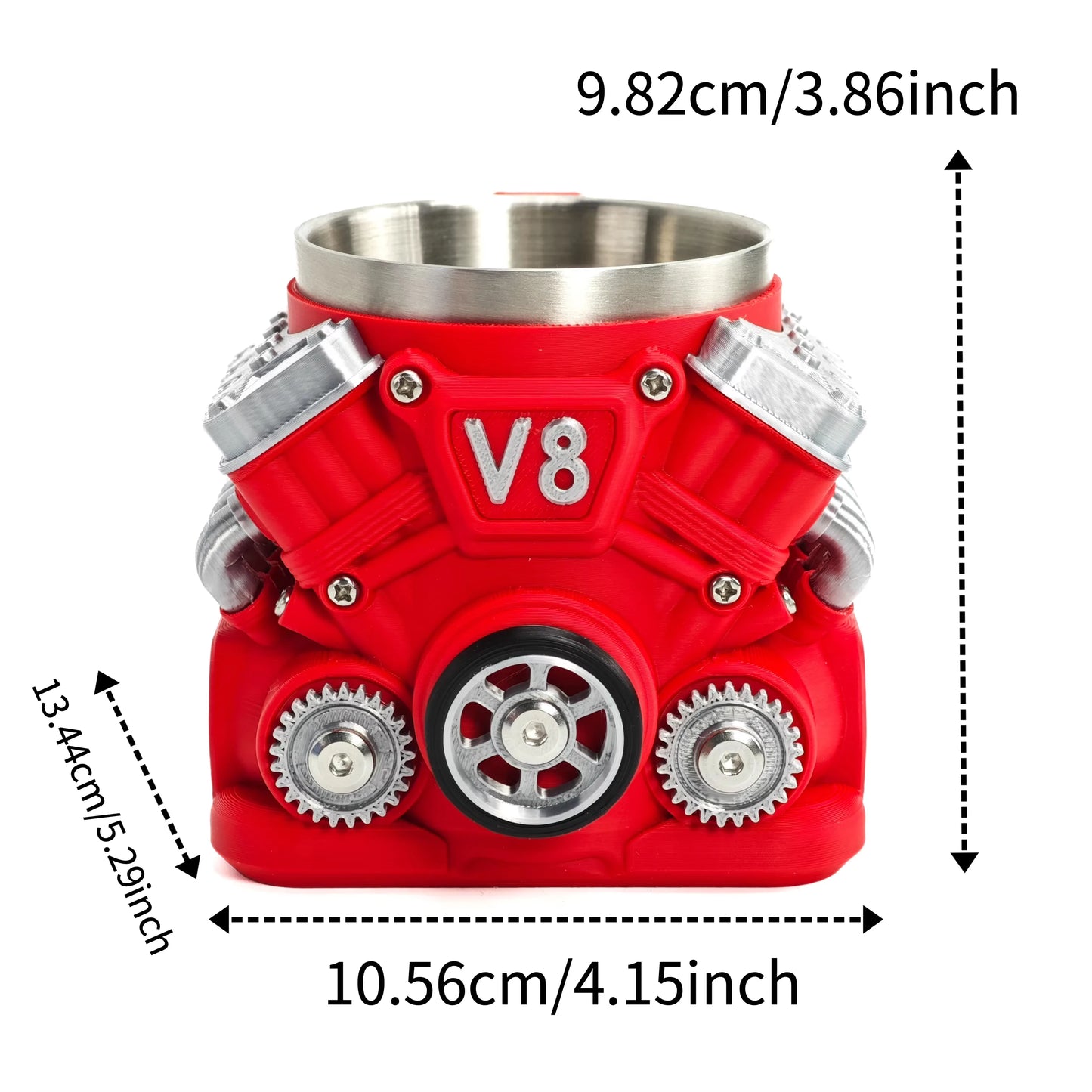 V8 Engines Stainless Steel Coffee Mug 3D Engine Design Cup