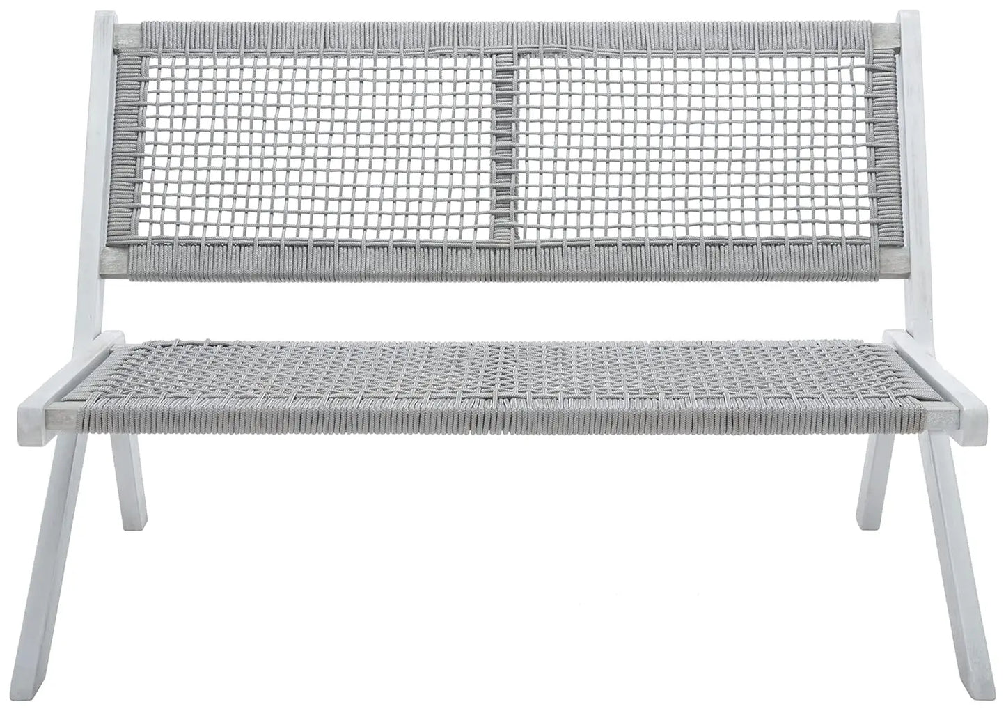 Natural Wood And Rope Foldable Bench Outdoor Patio