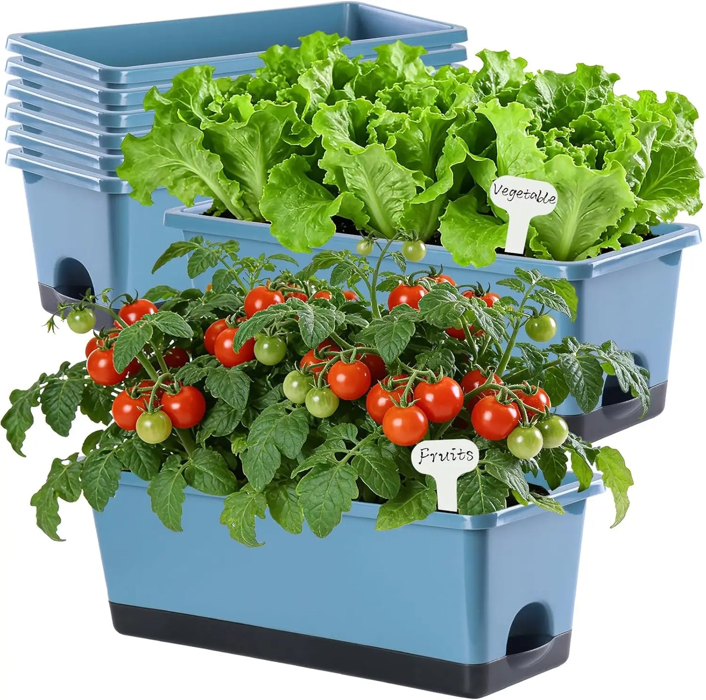 Self-Watering Window Box Planter Set, 8-Piece Rectangular Pots