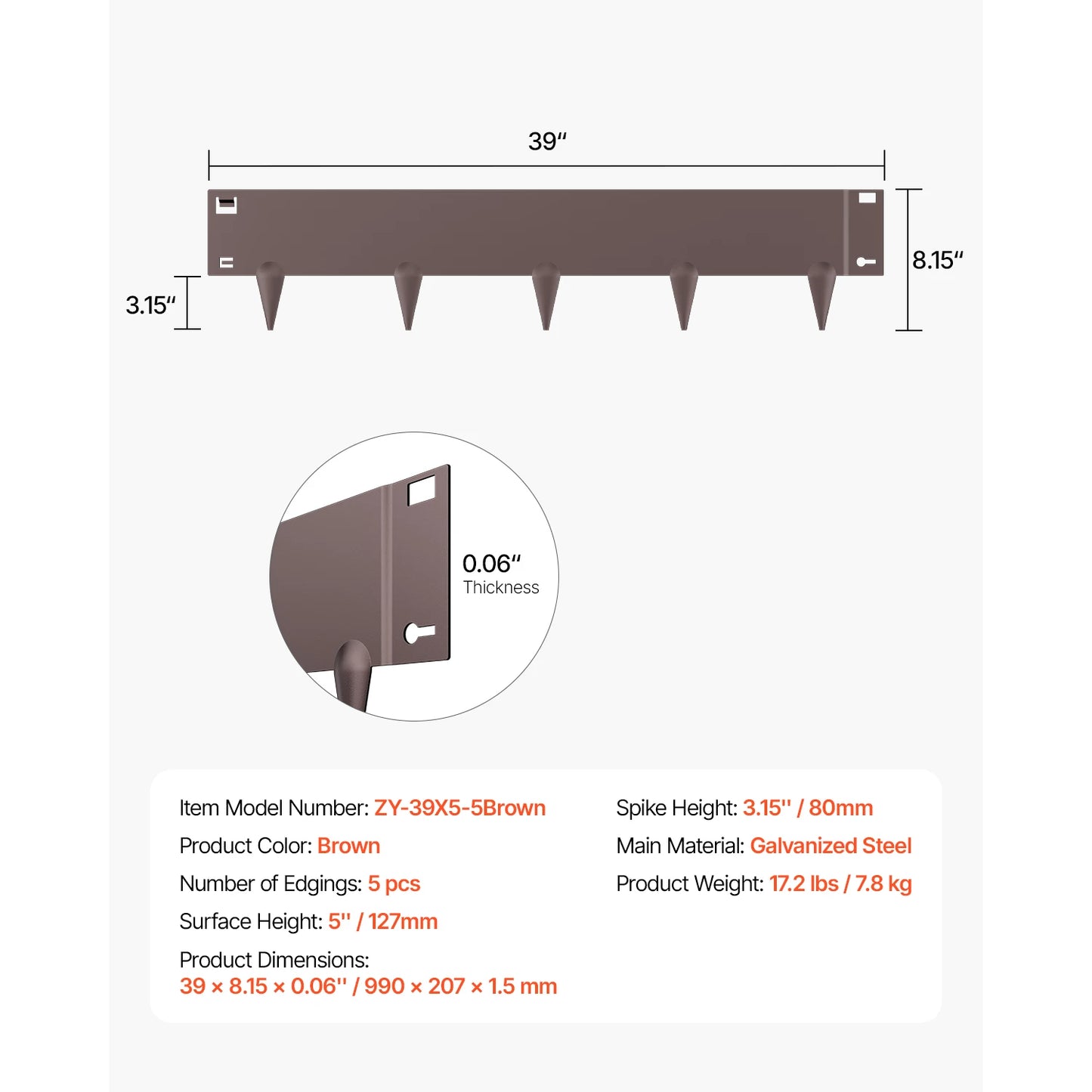 Steel Landscape Edging 5 Pack Rust Resistant Bendable Border
