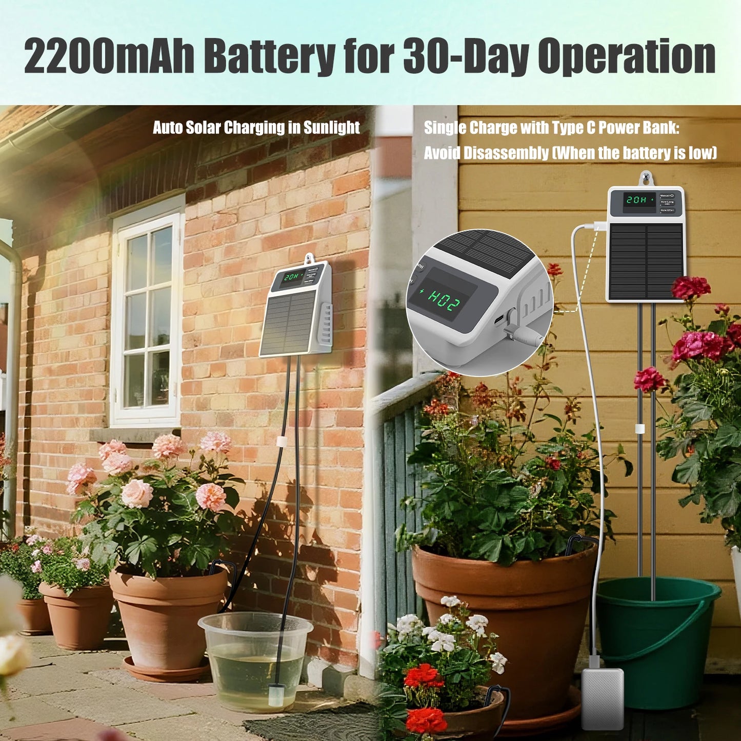 INSOMA Solar Drip Irrigation Programmer Automatic Watering Plants Supplies for Greenhouse and Home Balcony Hang Plants Water Timer