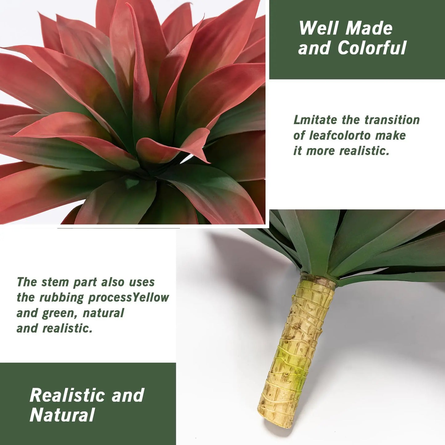 HiMISSCN Artificial Agave Succulent Plants For Indoor Outdoor Decor