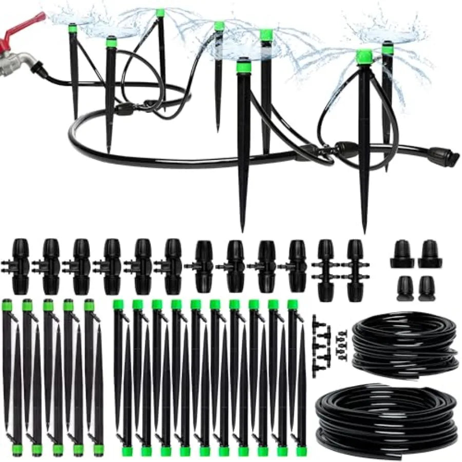 Drip Irrigation System Kit With Adjustable Sprinkler Emitters