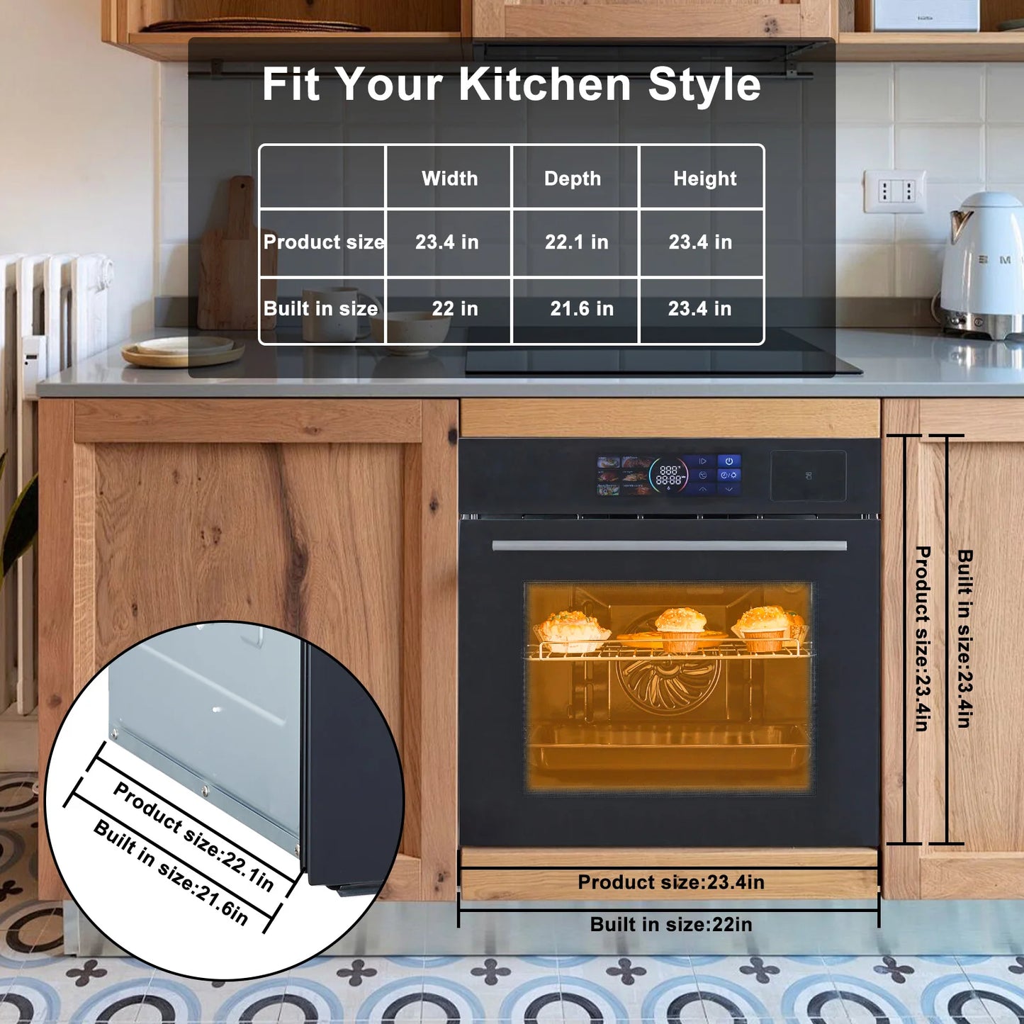 Acekool Built-In Single Wall Electric Oven With LED Screen