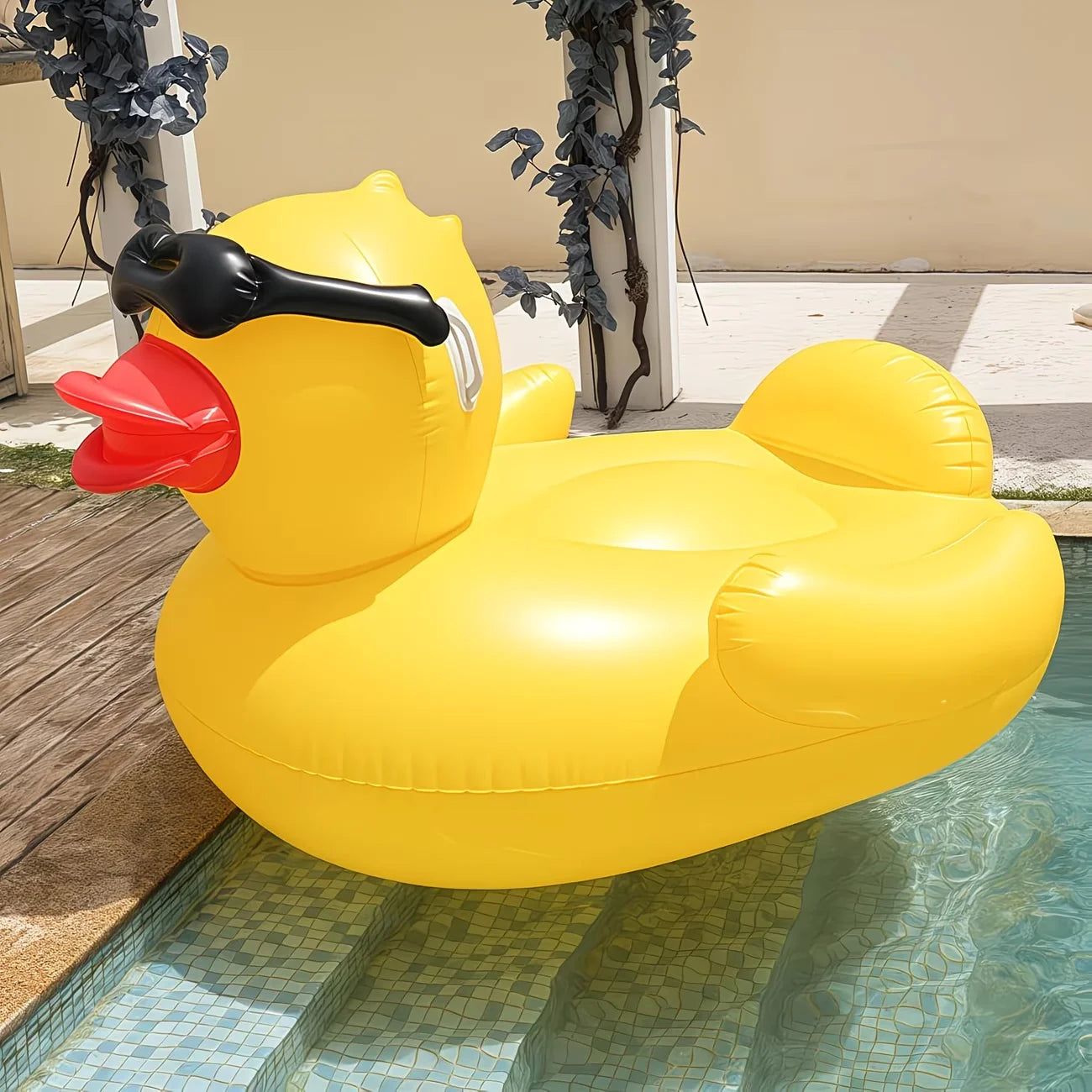 Enormous Inflatable Glasses Yellow Duck Pool Float For Adults