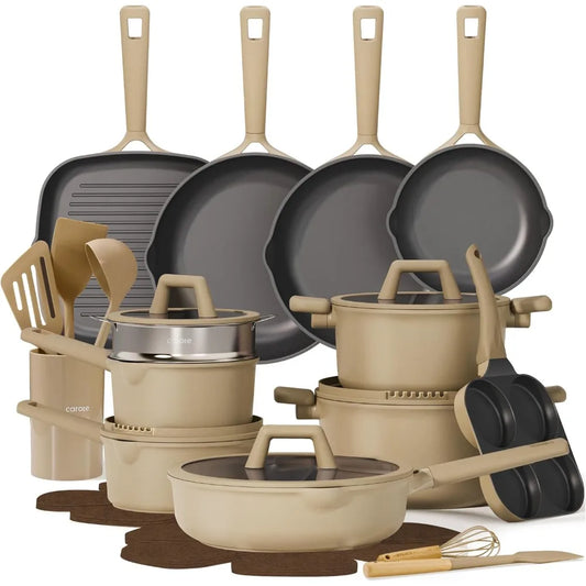 31PCS Pots and Pans Set, Nonstick Cookware Set Kitchen Non Stick Induction Titanium Cookware Non
