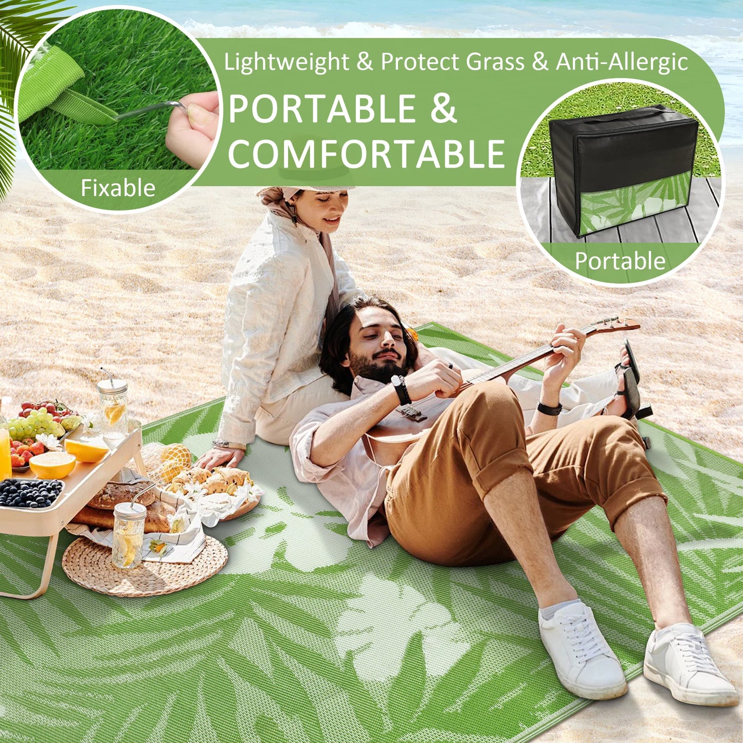 Outdoor Waterproof Recycled Polypropylene Straw Rug Patio Carpet