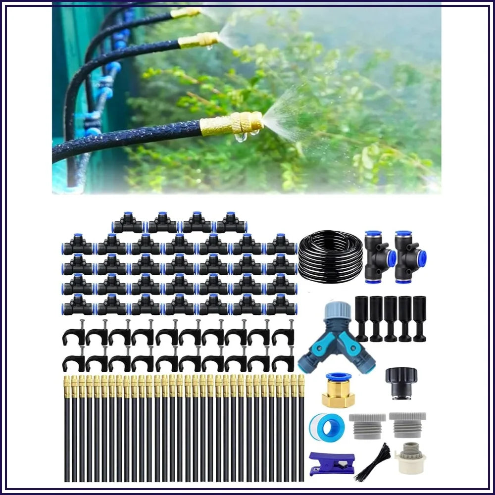 Drip Irrigation Kit, Automatic Garden Watering System, 360° Copper Nozzles, 165FT