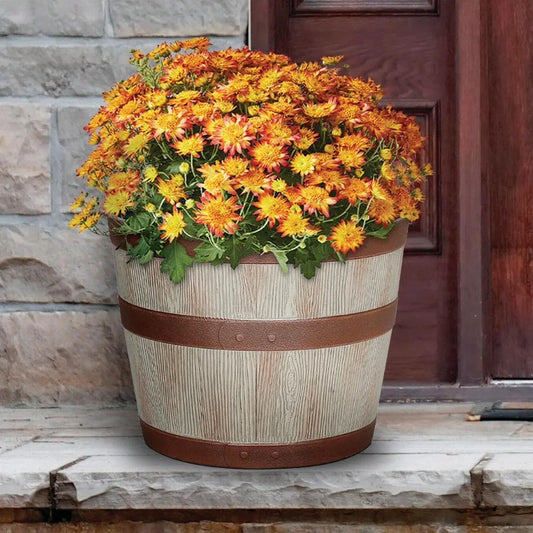Whiskey Barrel Planter Outdoor Resin Garden Container