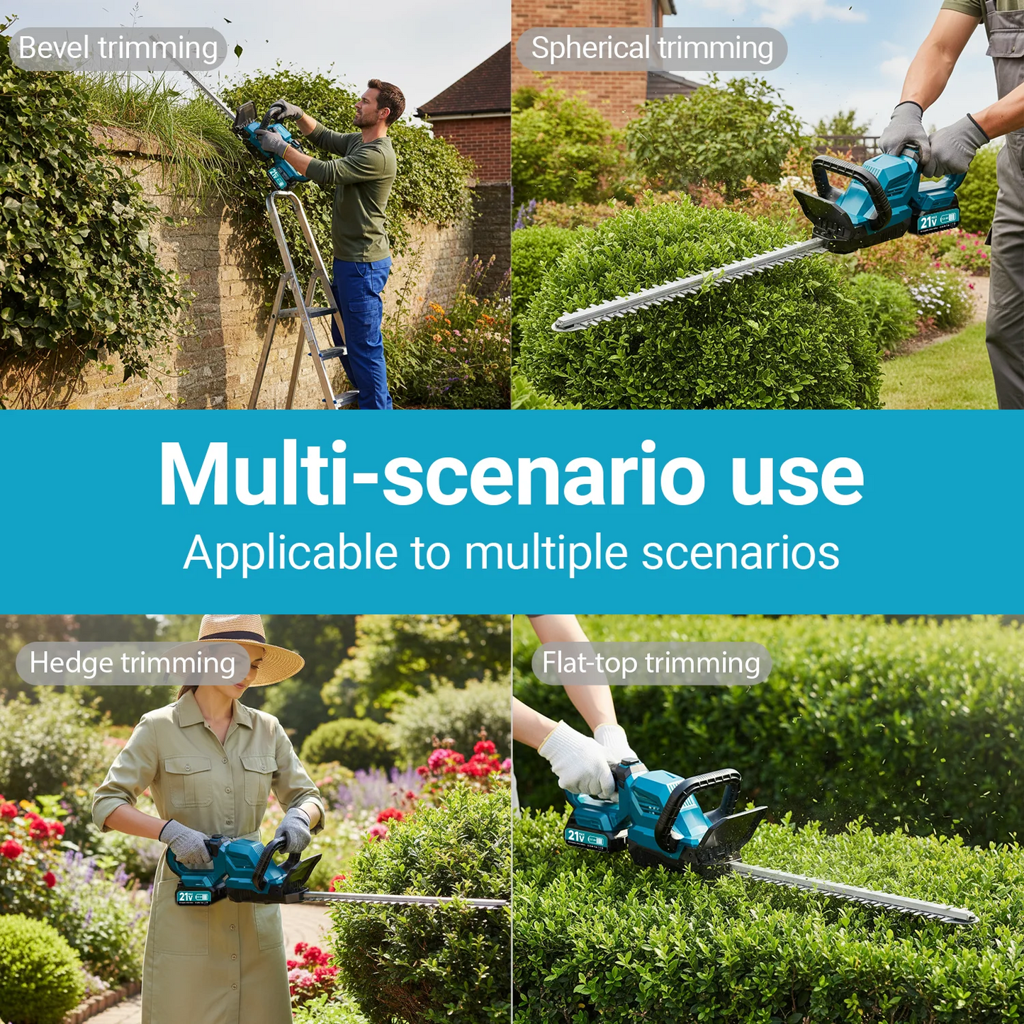 XYSD Cordless Hedge Trimmer With Battery And 180 Degree Head