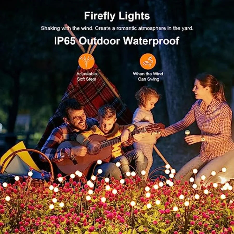 Solar Lights Outdoor 4 Pack, 32 LEDs,Solar Garden Lights, Outdoor Decorations, Firefly Light for Patio Decor, Big Bulb, Unique