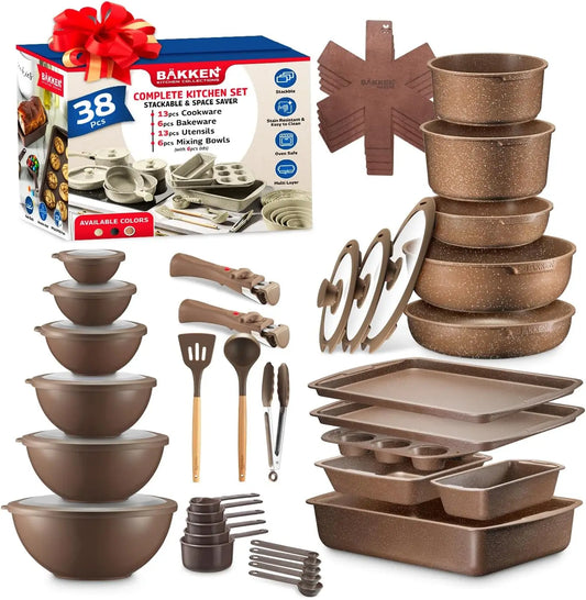 Granite Nonstick Induction Cookware Set 23Piece PFOS And PFOA Free