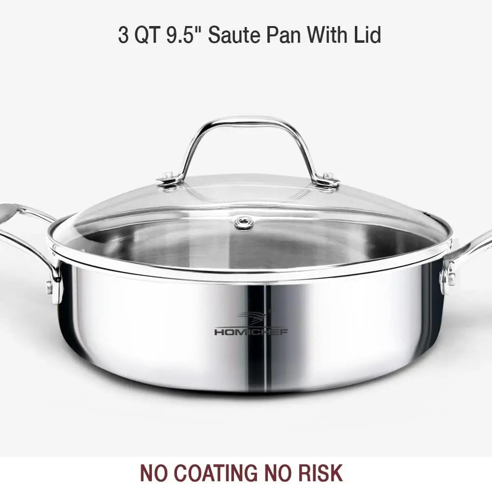 Whole-Clad 3-Ply Nickel Free Stainless Steel Cookware Set Induction Compatible