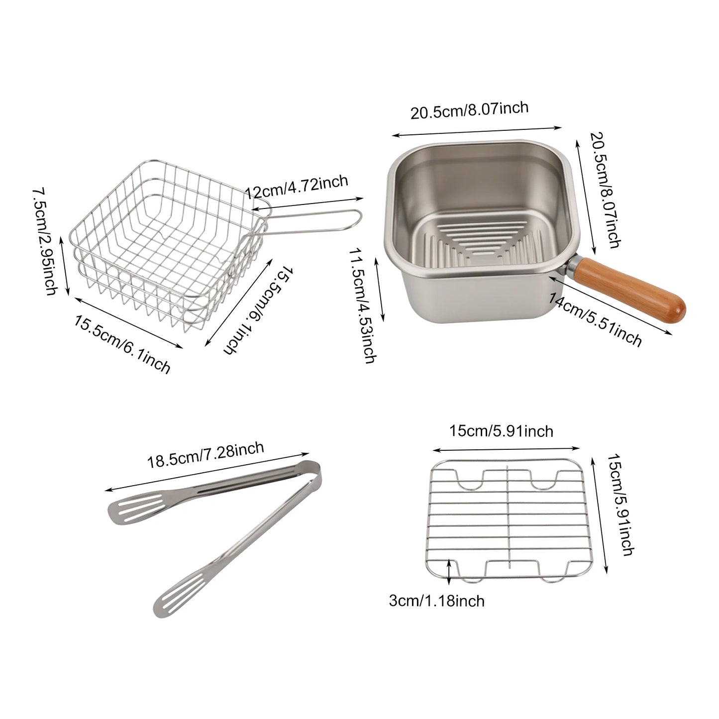 Stainless Steel Deep Fryer And Steamer Pot With Basket