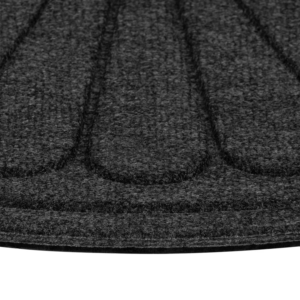 Gray Sunburst Pattern Polyester Utility Entryway Door Mat Indoor Outdoor Waterproof Scraper Rug for Home Kitchen Bathroom