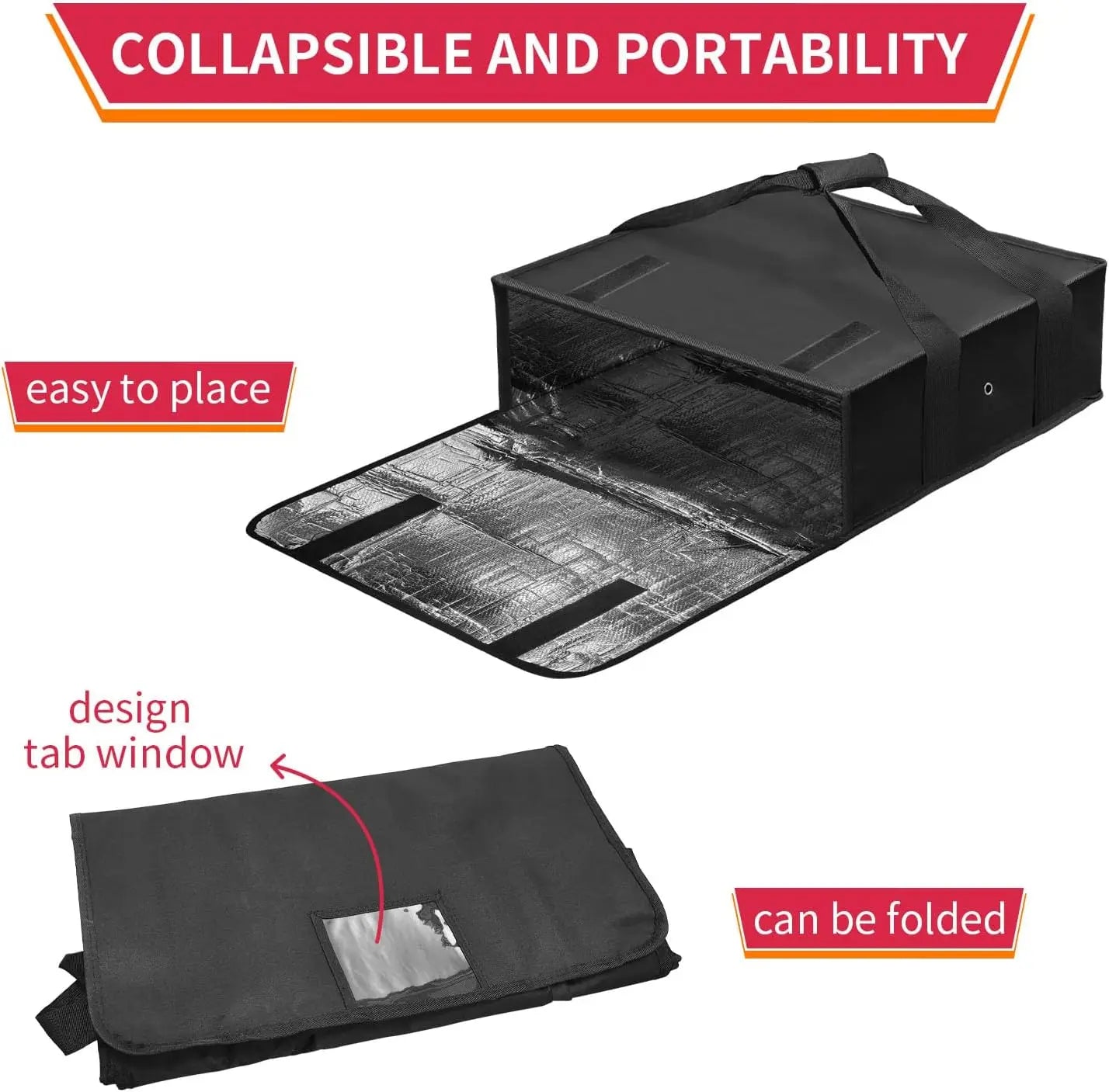 Pizza Warmer Bag Insulated Delivery Carrier With Label Window