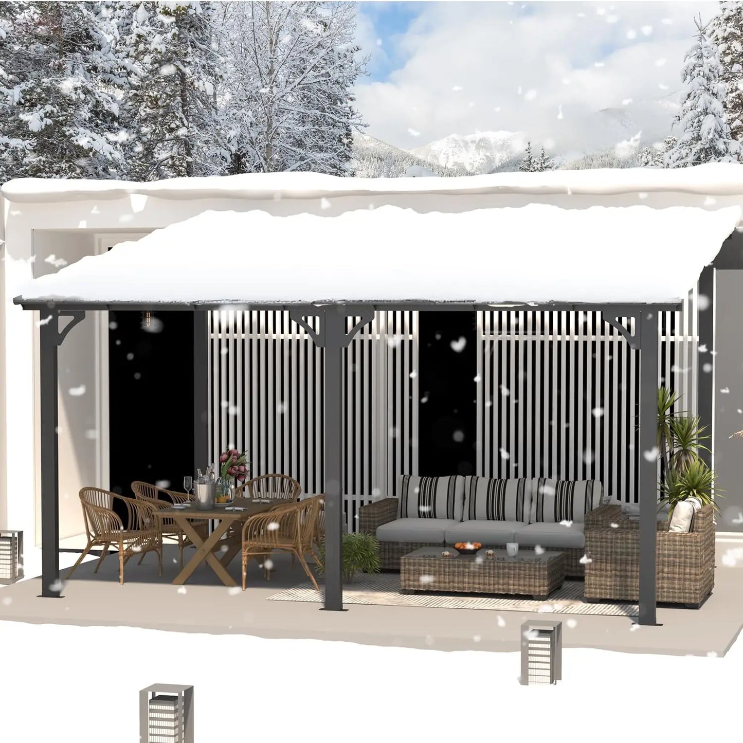 Heavy Duty Aluminum Gazebo Pergola With Hard Top Roof