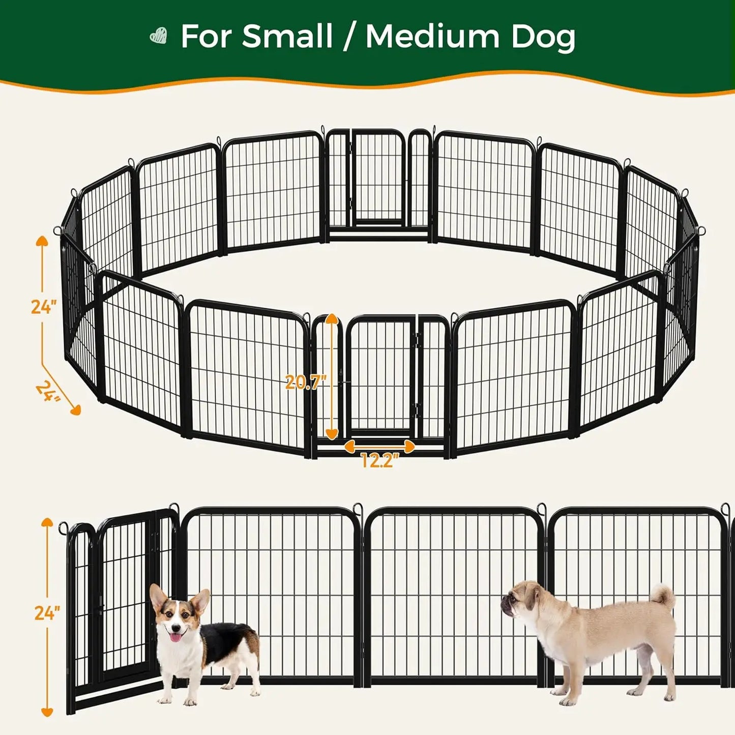 Dog Playpen Outdoor Metal Pet Fence Heavy Duty Durable Pen