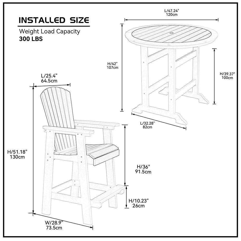Modern 5 Piece Patio Bar Table Set With Four High Top Stools