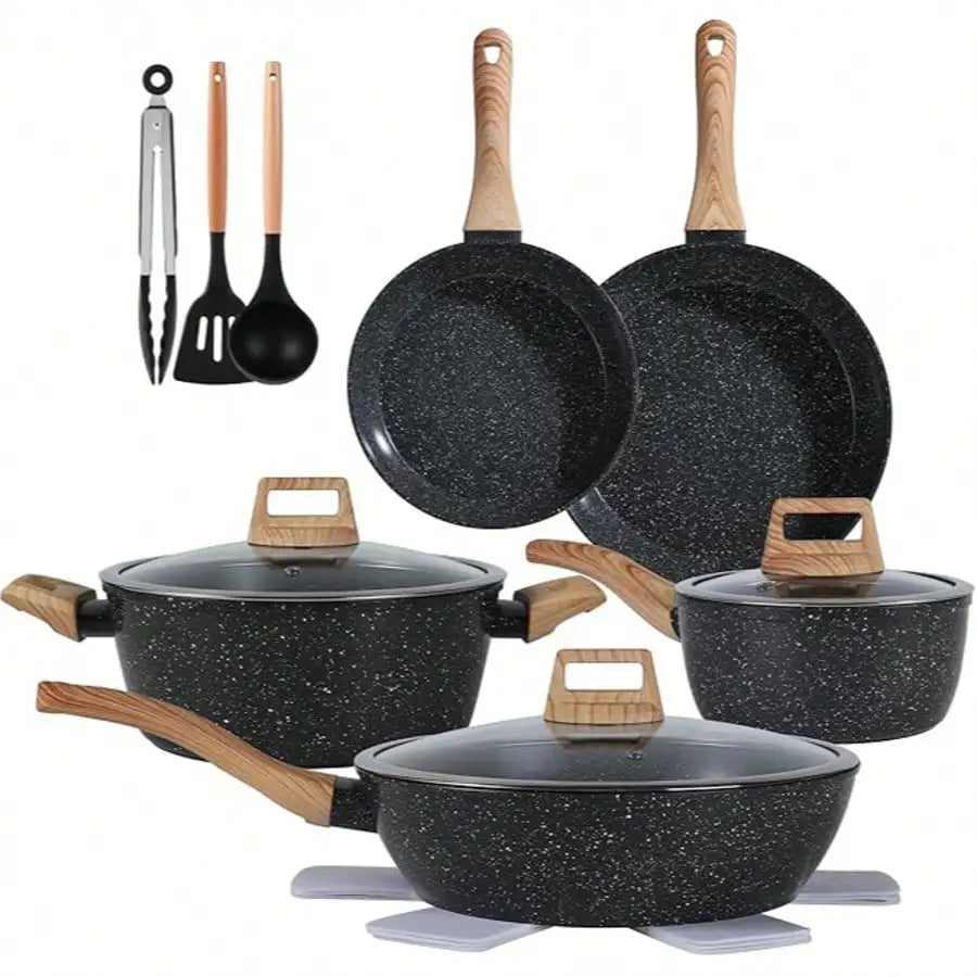 Ceramic Cookware Sets 15 Piece Nonstick Pots And Pans