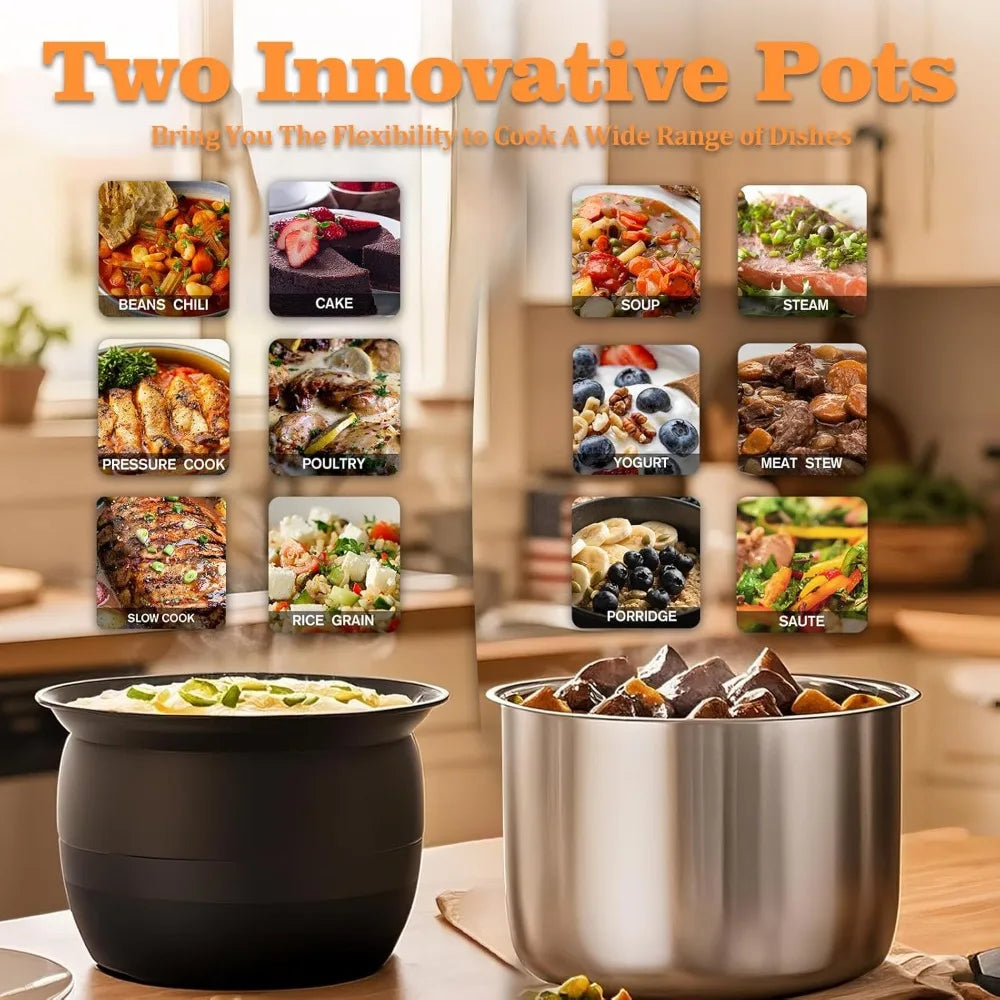 Dual Pot Electric Pressure Cooker 12 In 1 Multi Cooker With Stainless Steel