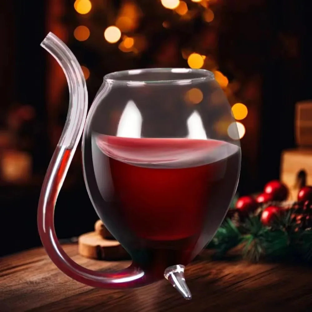 Crystal Clear Wine Glass With Straw For Drinks Gift