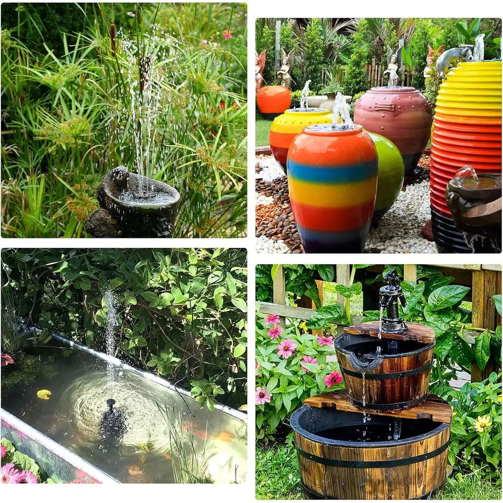 DIY Water Pump Kit or Outdoor Water Feature, Powered Fountain Pump with 6 Nozzles for Bird Bath, Ponds, Garden, Fish Tank