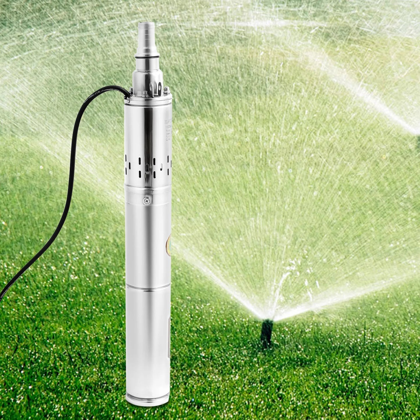 2m³//H Solar Water Pump 24V 370W Submersible Deep Well Pump Stainless Steel for Villages Families Farms Camping Car