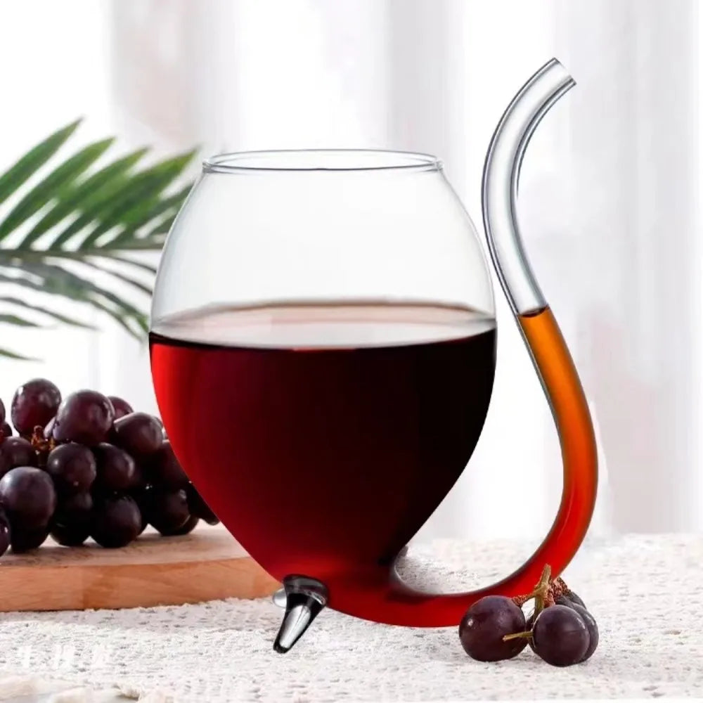 Crystal Clear Wine Glass With Straw For Drinks Gift
