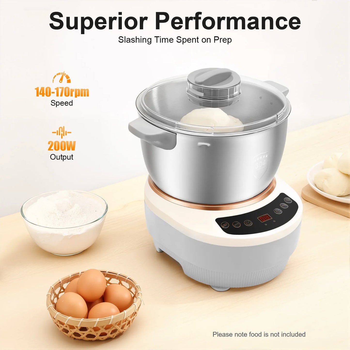 Electric Dough Maker with Ferment Function Dough Mixer Machine Flour Kneading Machine for Pizza Bread 200W 5L