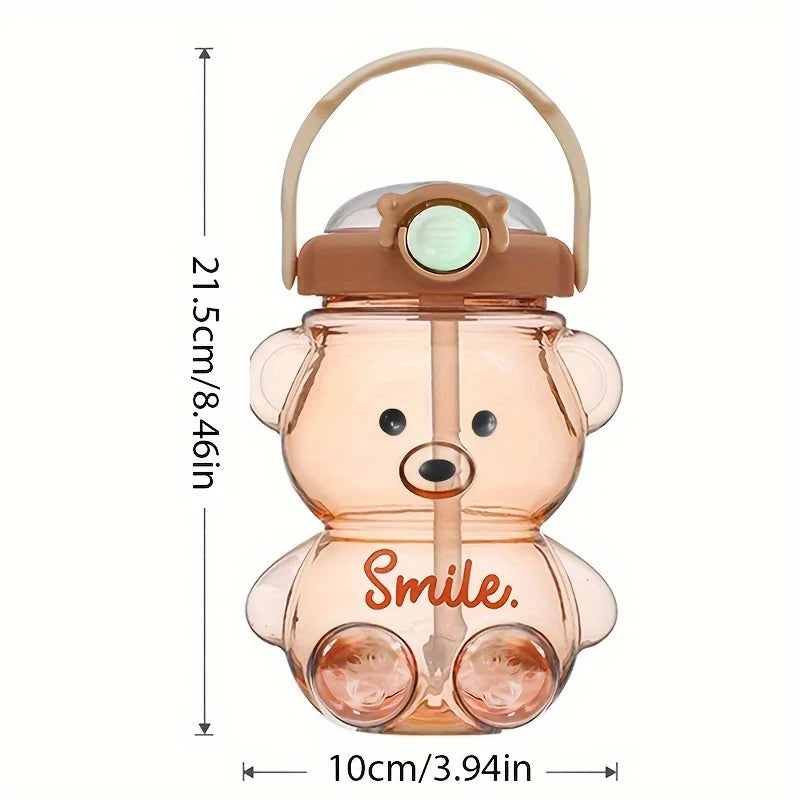 Cute Bear Cup Tumbler With Flip Top Straw Water Bottle