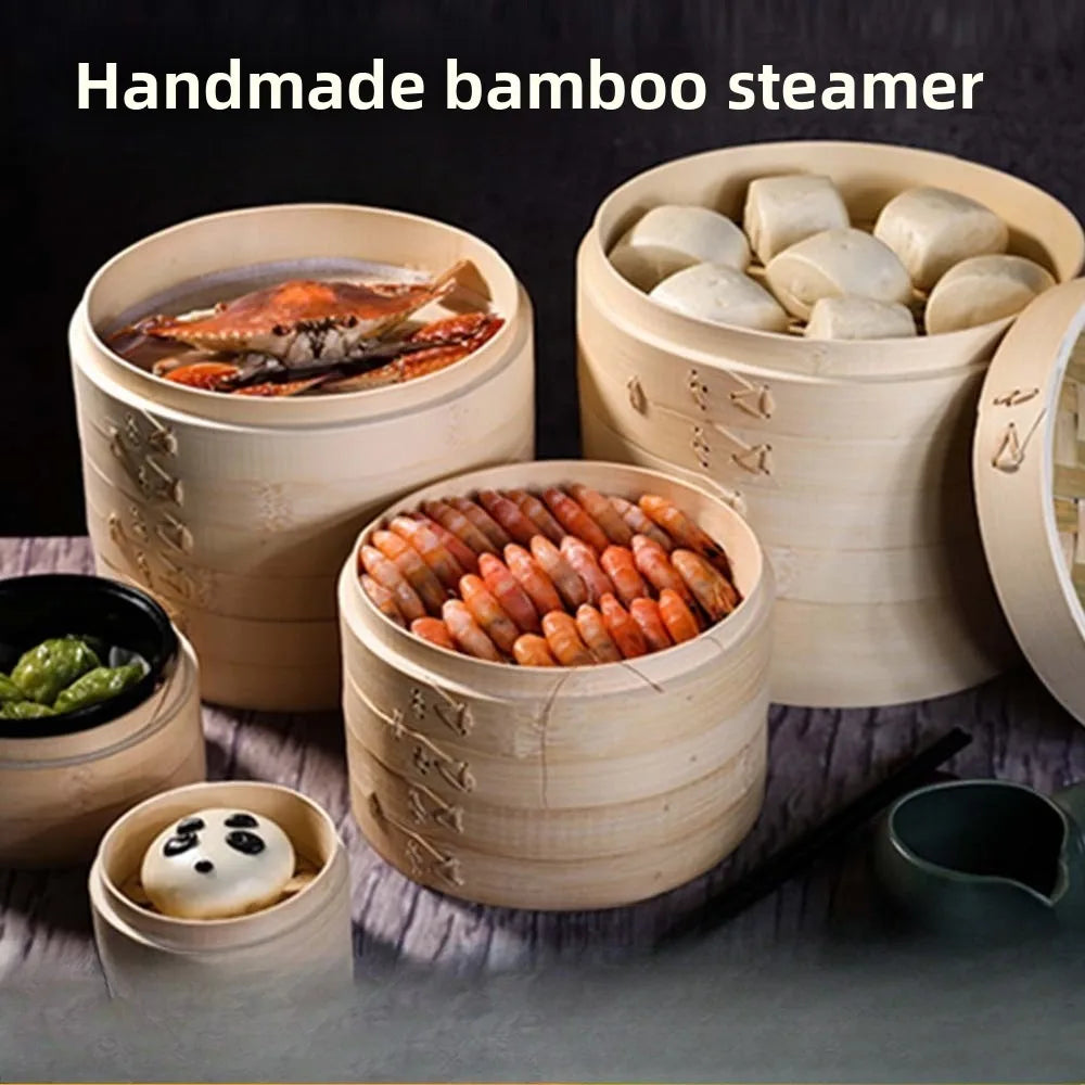 Bamboo Steamer With Lid For Dumplings And Steam Pot