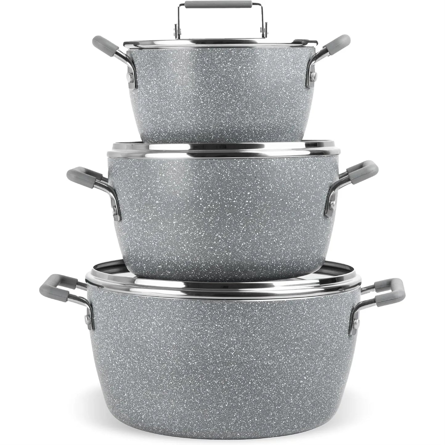 Nonstick 6-Piece Stackable Cookware Set With Lids And Handles