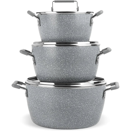Nonstick 6-Piece Stackable Cookware Set With Lids And Handles