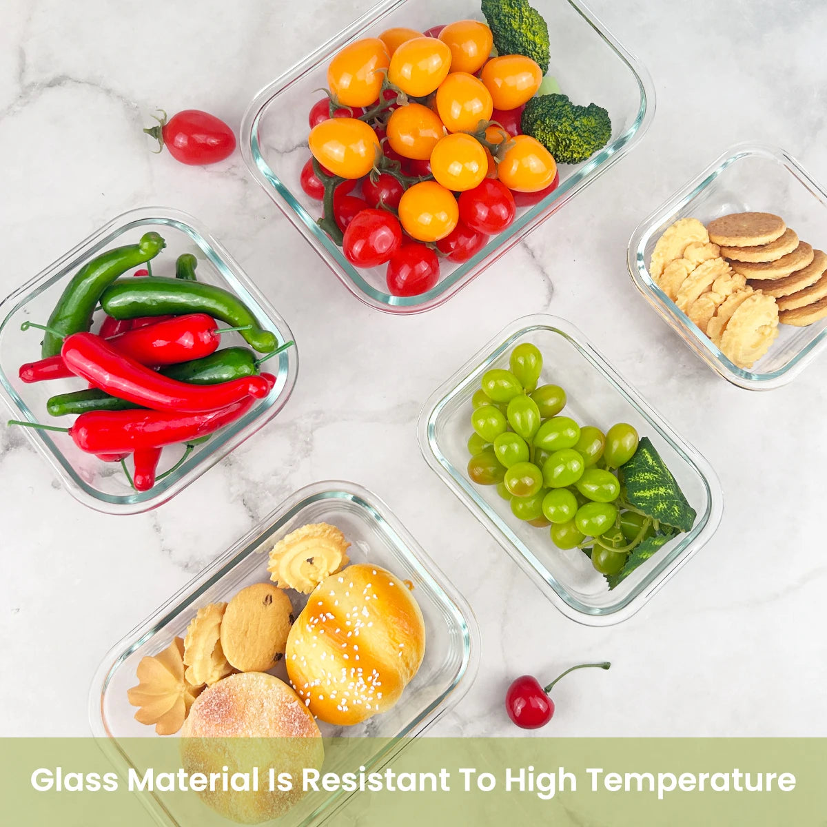 Glass Food Storage Containers 8 Pieces Leakproof Airtight Microwave Safe