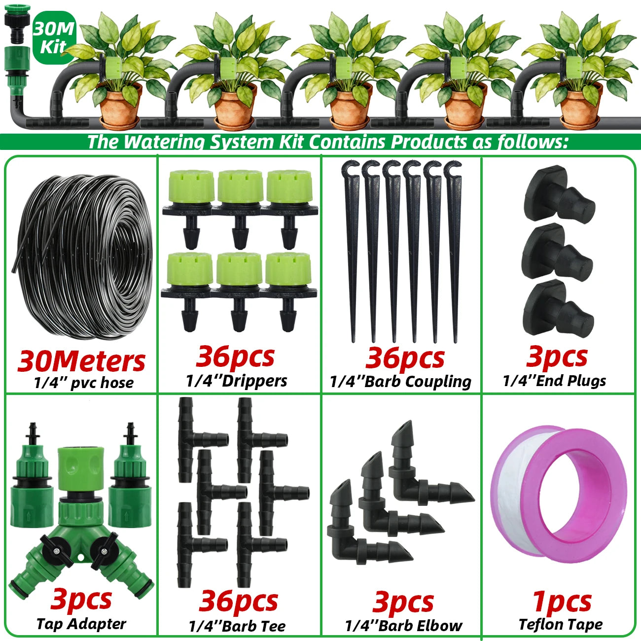 Adjustable Garden Drip Irrigation Kit Automatic Watering System