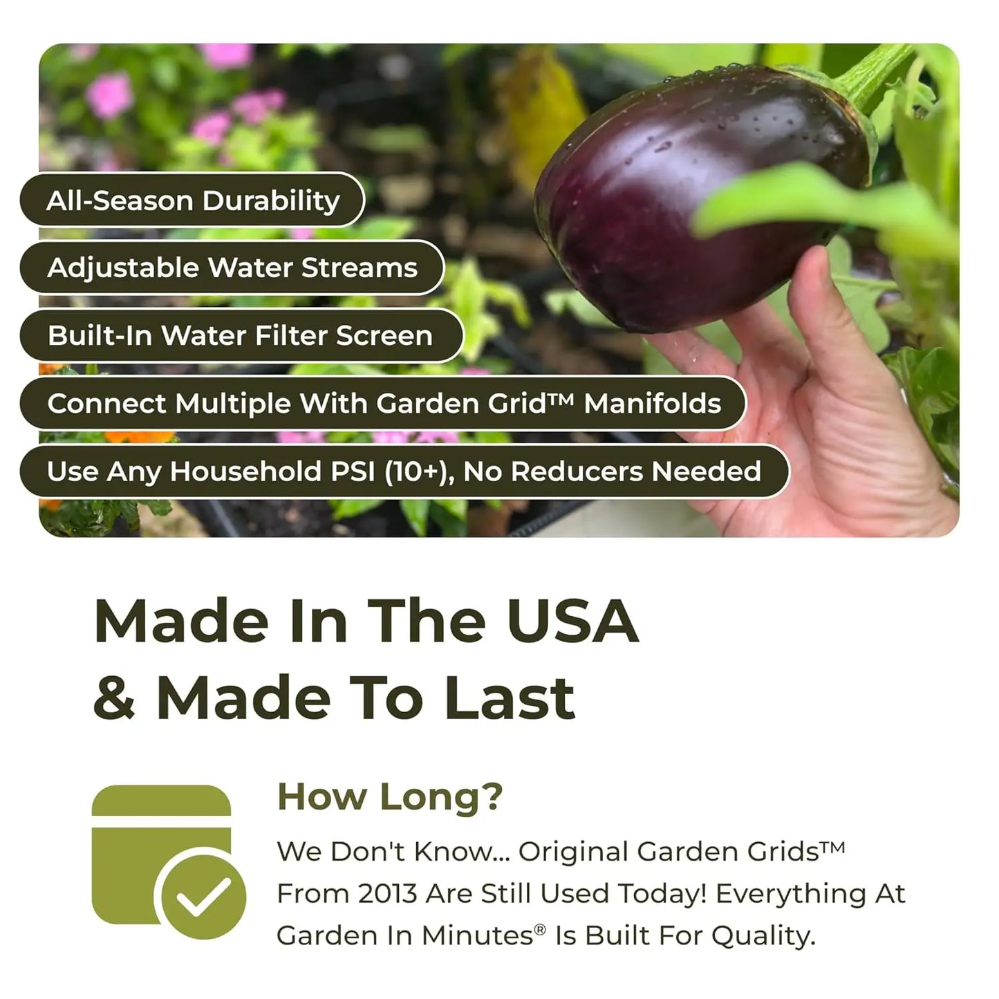 Garden Grid Watering System For Raised Bed Drip Irrigation