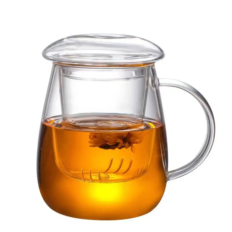 Crystal Glass Chinese Style Tea Mug With Lid And Filter