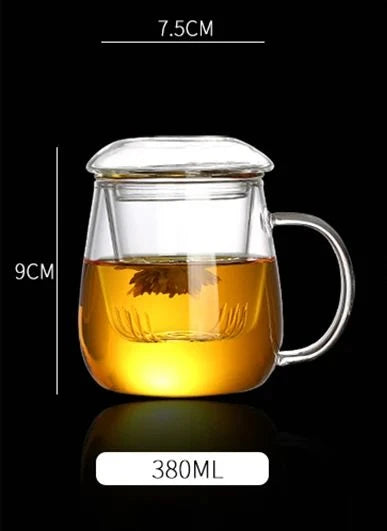 Crystal Glass Chinese Style Tea Mug With Lid And Filter