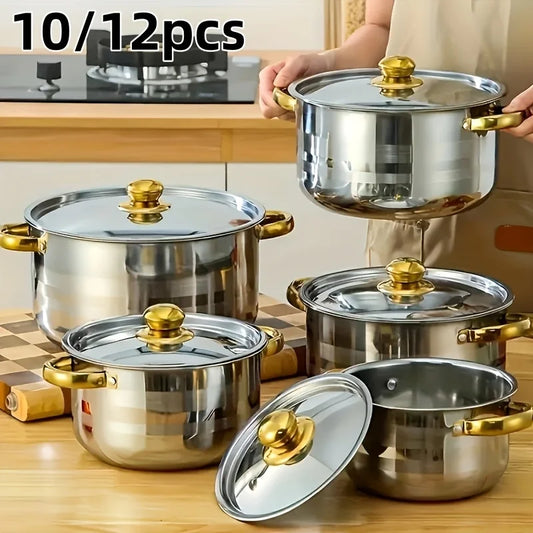 CS KOCH SYSTEME Stainless Steel Cookware Set With Nonstick Pans Pots Lids