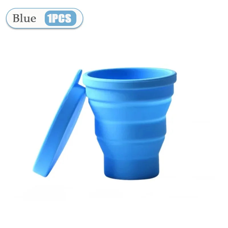 Silicone Folding Telescopic Cup With Lid For Tea And Coffee
