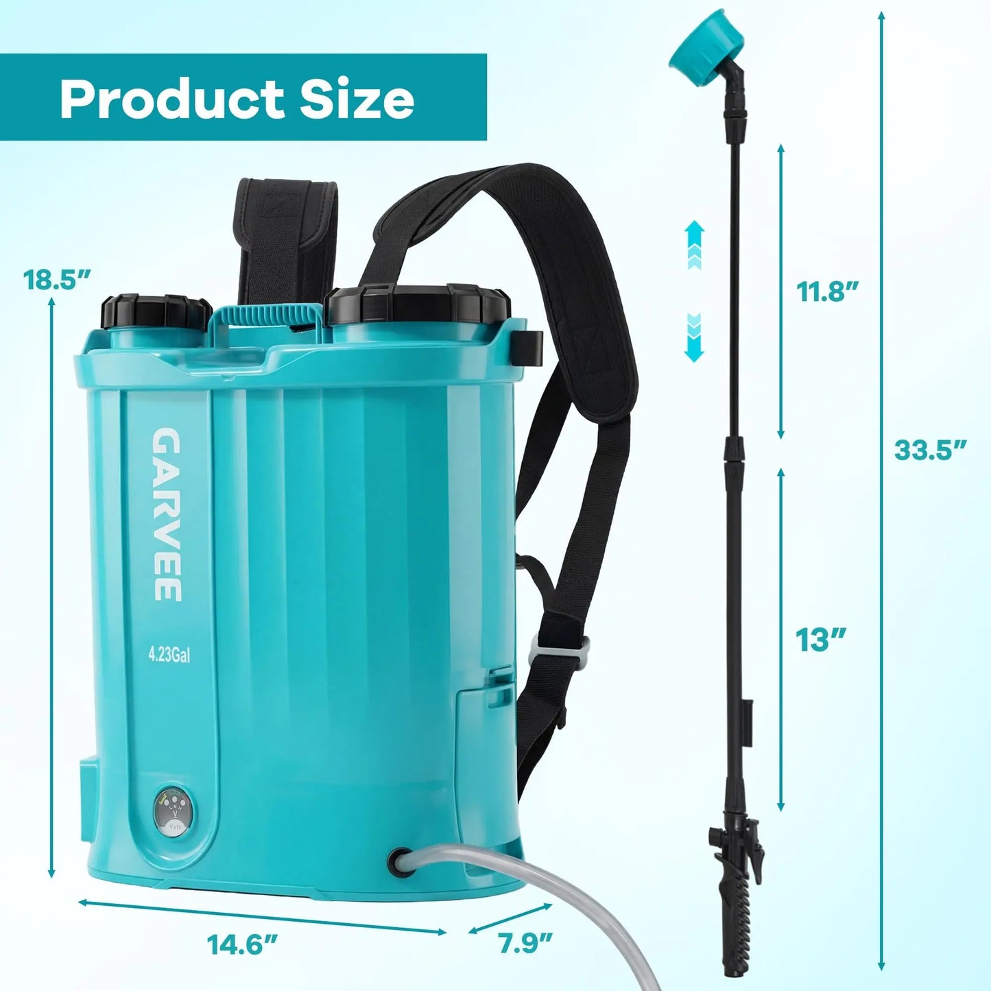 Battery Powered Backpack Sprayer 2.64/3.17/4.23 Gal, 18V Electric Garden Sprayer With 0-65 PSI, 5 Nozzles For Lawn Weeding