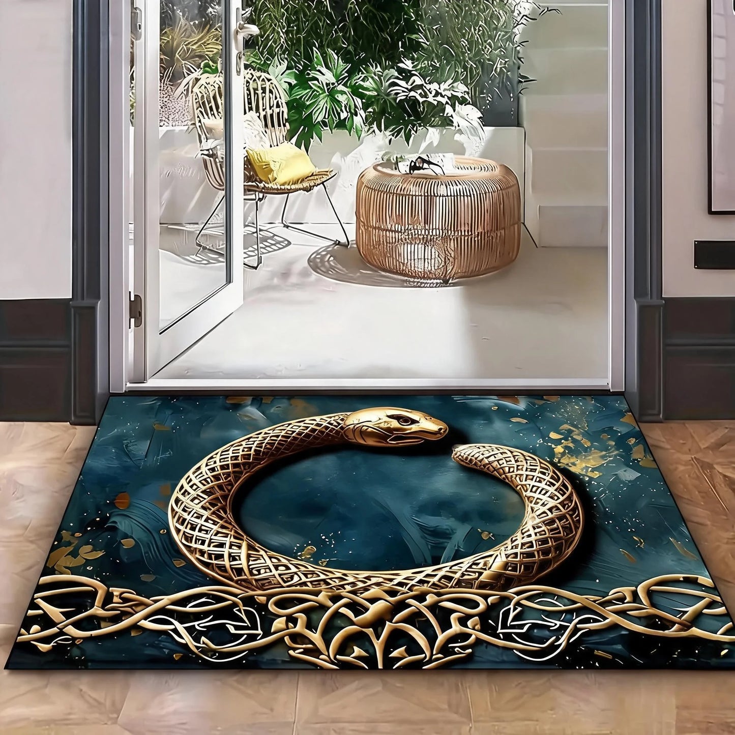 Tree of Life Pattern Welcome Doormat, Crystal Velvet Fabric, Backing, 1000G/M², Rectangular Non-Slip Washable Entrance Rug for Home, Garden, Patio, Laundry, Bathroom Decoration - Hand Wash solely, Durable Multi-Purpose Outdo
