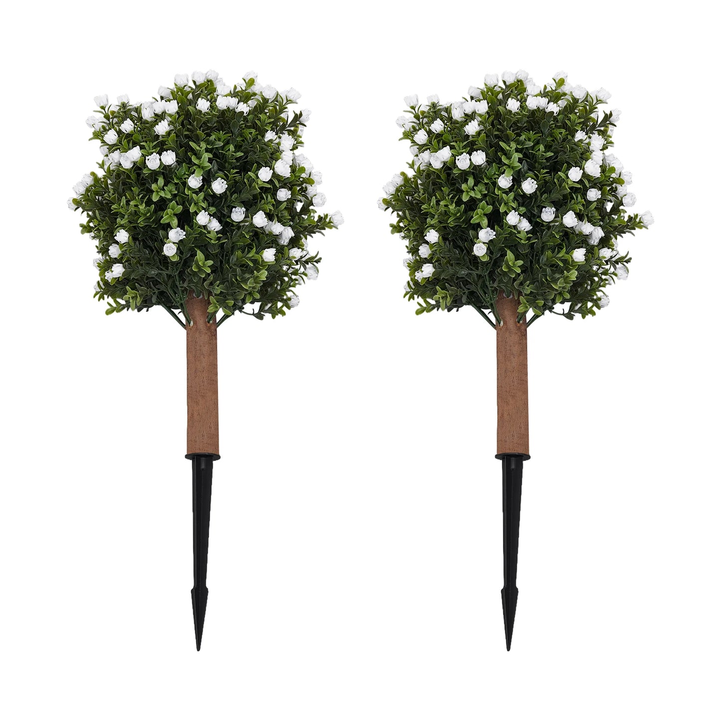 Outdoor Landscape Greenery, Artificial Ginkgo Biloba Tree, Wood Plastic 69cm 2pcs White Bloom Ground Spike Artificial Ginkgo Biloba Tree, Artificial Ginkgo Biloba Tree Courtyard Balcony Home Layout Accessory