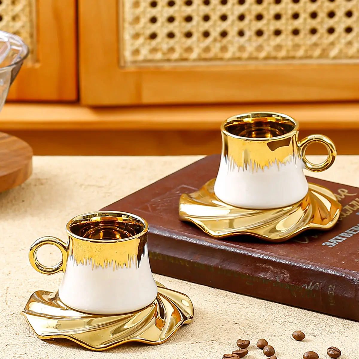 Turkish Coffee Cup Set With Saucers And Tray Luxury Ceramic