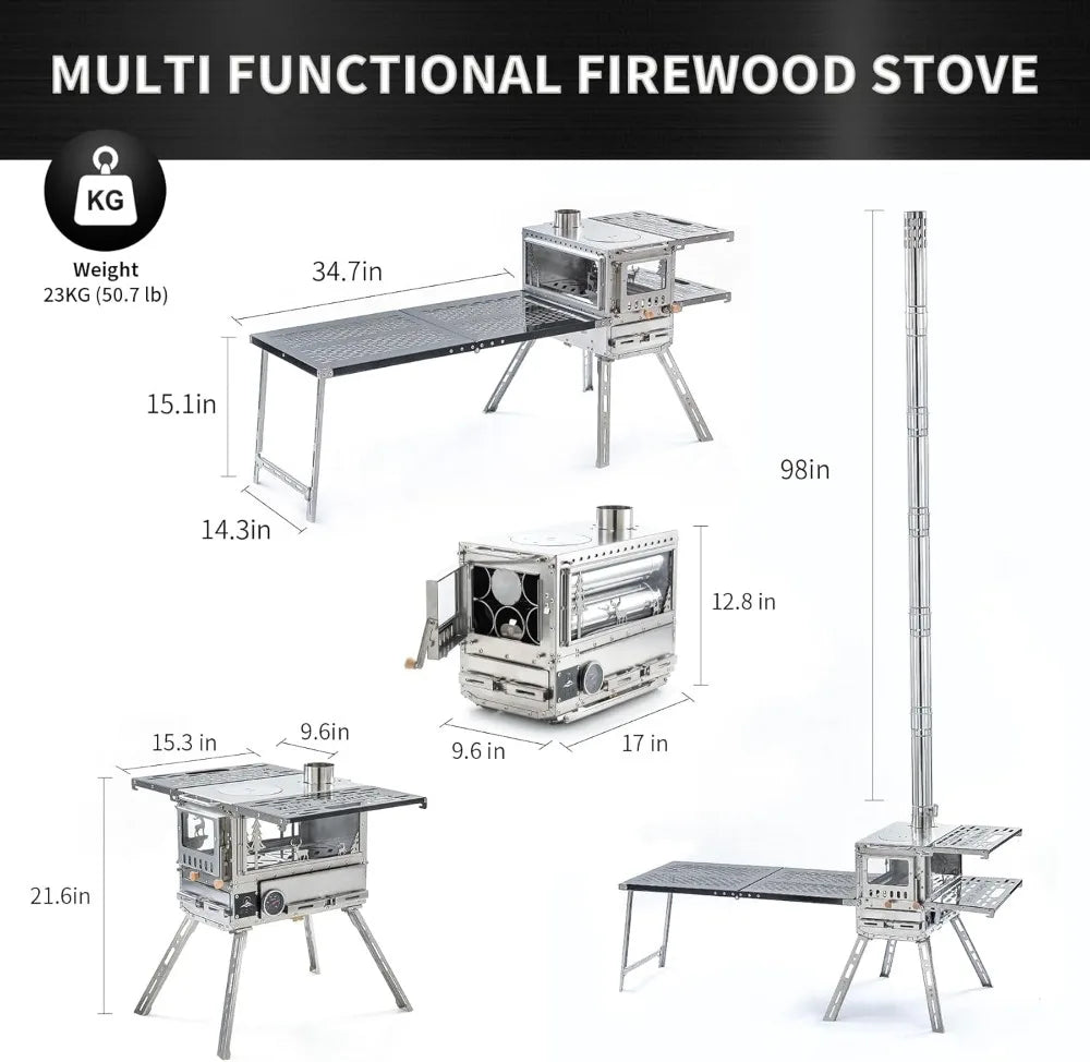 M6 Wood Stove Oven For Camp Cooking With Ash Drawer