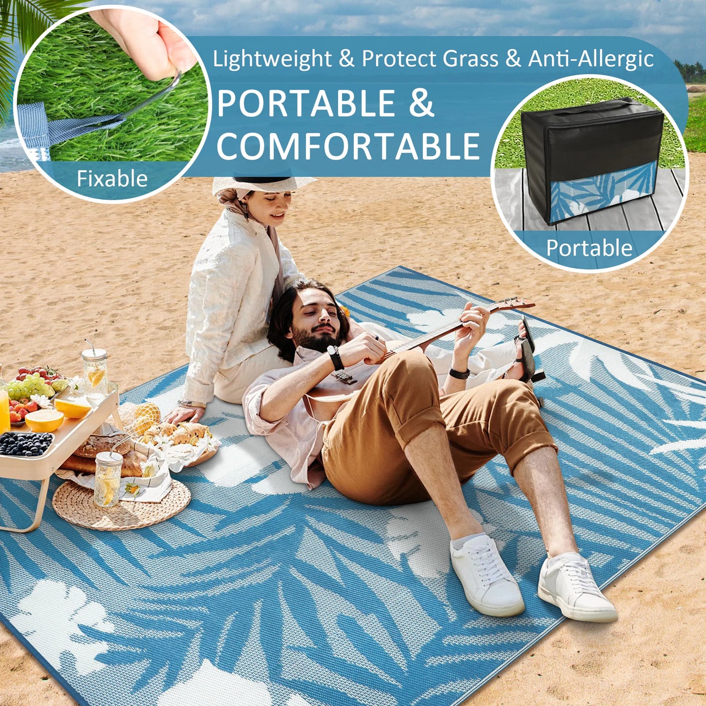 Outdoor Waterproof Recycled Polypropylene Straw Rug Patio Carpet