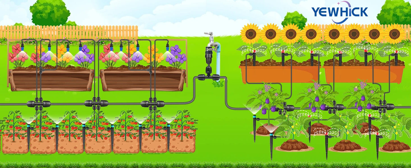 Drip Irrigation Kit for Garden Plants With Hose And Emitters